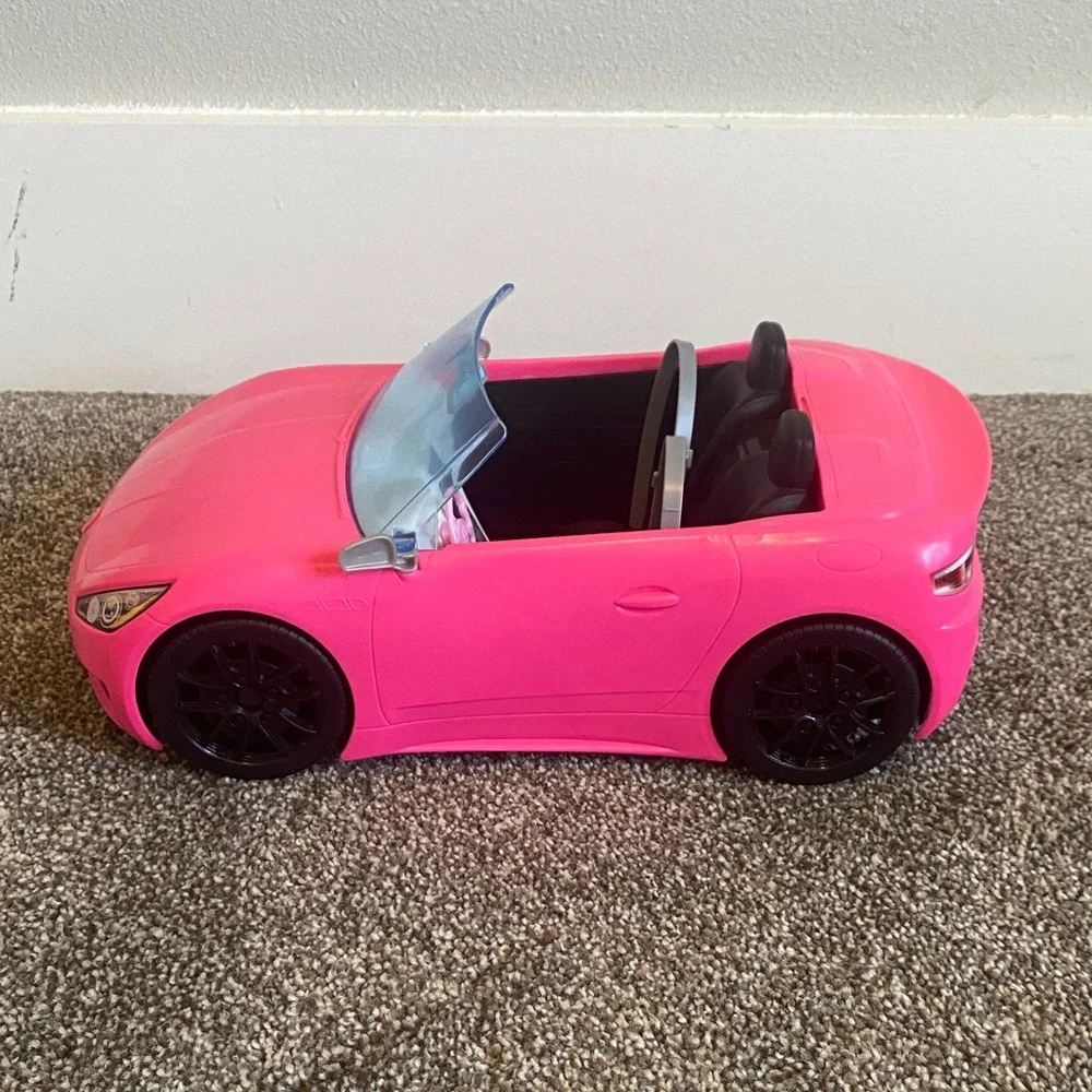 Pink Barbie Convertible Toy Car - Stylish Ride-On Accessory